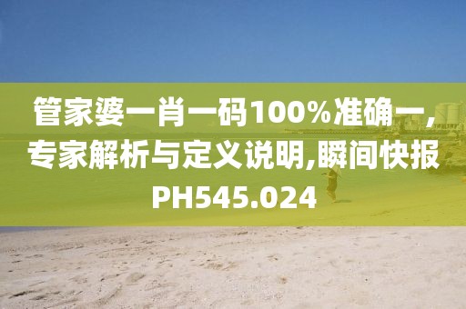 管家婆一肖一碼100%準(zhǔn)確一,專家解析與定義說明,瞬間快報PH545.024